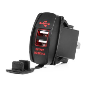 Waterdichte inbouw USB lader, 2x USB A 12/24V 3.1A