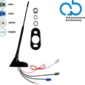 Bad Blankenburg 16V Dak antenne AM/FM DAB + GNSS 76graden hoek, actief