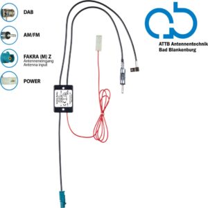 Bad Blankenburg Antennesplitter AM/FM DAB+ Fakra(m)>DIN(m)/SMB(f) versterkt