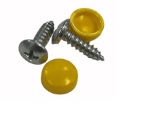 Nummerplaat schroef met gele kap 2 sets