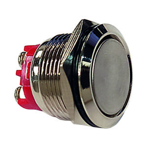 drukknopschakelaar metaal rond 19mm aan/uit 19mm