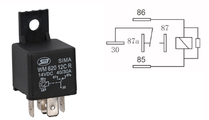 5 polig relais + beugel 1a bedrading standaard spoel weerstand 12v,40/30a,1,6w26,5x26,5x24,5(+16)