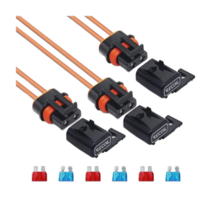 Recoil ATC/ ATO zekering houder met kapje 12AWG 2.5mm2, 3x incl. 3x 10A & 3x 15A zekering