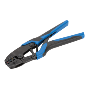 Krimptang met ratel voor geisoleerde kabelschoenen