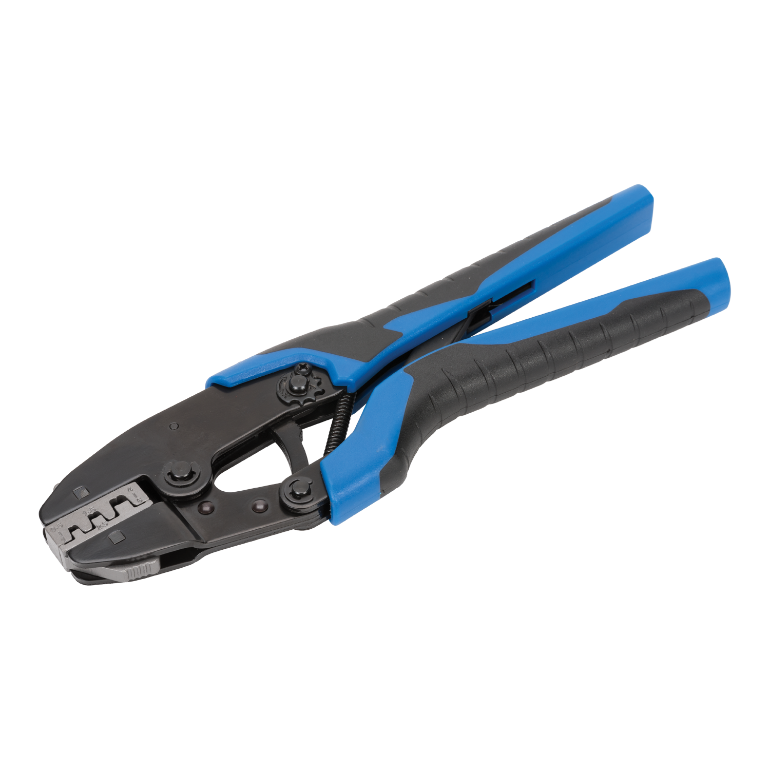 Krimptang met ratel met dubbele krimp voor ongeisoleerde kabelschoenen