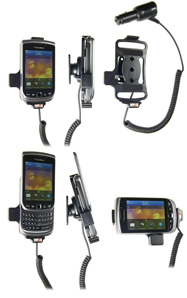 BlackBerry 9800/9810 Actieve houder met 12/24V lader. Let op: Uitlopend artikel, Kan niet retour!