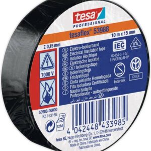 TESAFLEX 53988  L.10mtr x B.15mm Zwart (Per 10 Stuks) isolatie tape