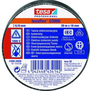 TESAFLEX 53988  L.20mtr x B.19mm Zwart (Per 10 Stuks) isolatietape