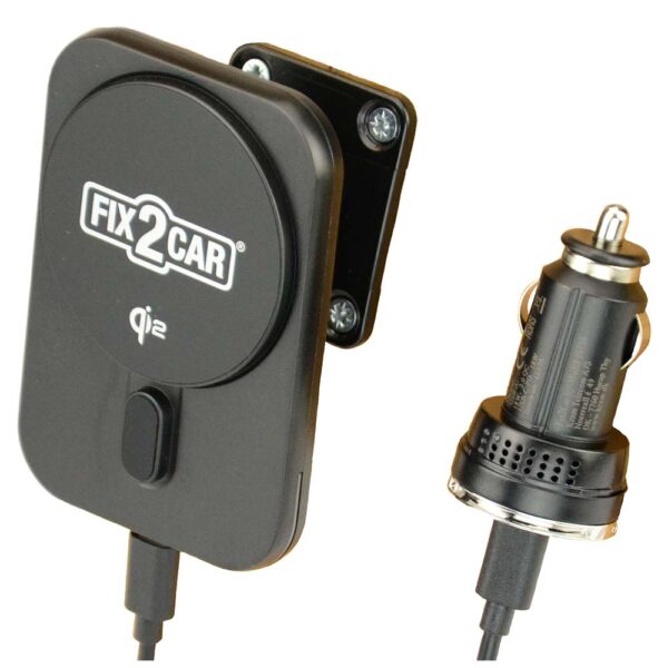 Fix2Car houder voor QI2 draadloos opladen voor Iphone 13/14/15/16, max 15W, met magnetische ring.