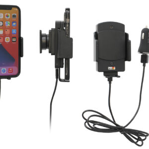 Universele verstelbare Qi houder/lader 61-83/6-11mm USB sig.plug