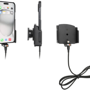 Apple iPhone 15 Plus / 15 Pro MAX , Actieve verstelbare  houder met 12V USB SIG-Plug 70-83mm