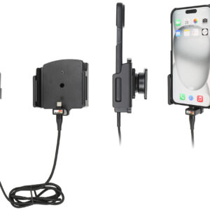 Apple iPhone 15 Plus / 15 Pro Max , Actieve verstelbare  houder met 12V USB SIG-Plug 70-83mm