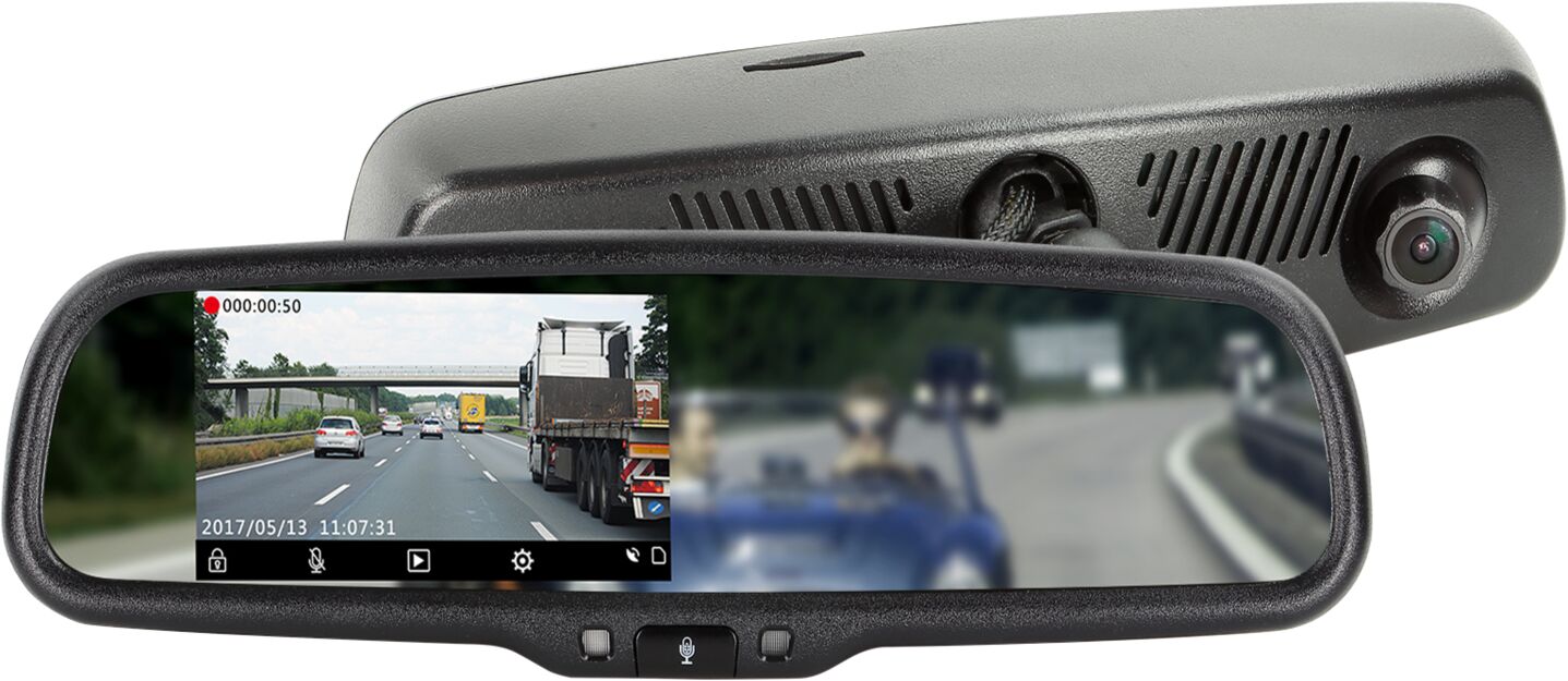 4,3 inch spiegelmonitor incl. Full HD dashcam + DVR-functie
