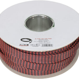 AUDIO SYSTEM Professionele gevlochten kous. Rol van 50 mtr. Diameter 19 tot 45 mm Rood/Zwart