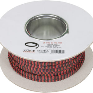 AUDIO SYSTEM Professionele gevlochten kous. Rol van 50 mtr. Diameter 13 tot 30 mm Rood/Zwart
