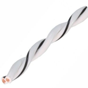 AUDIO SYSTEM Gedraaide luidsprekerkabel. Wit. 2x 0,75mm² . 100 mtr per rol