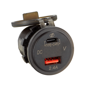 Dual USB auto lader 12V/24V USB-A / USB-C 5V 3.1A snellader