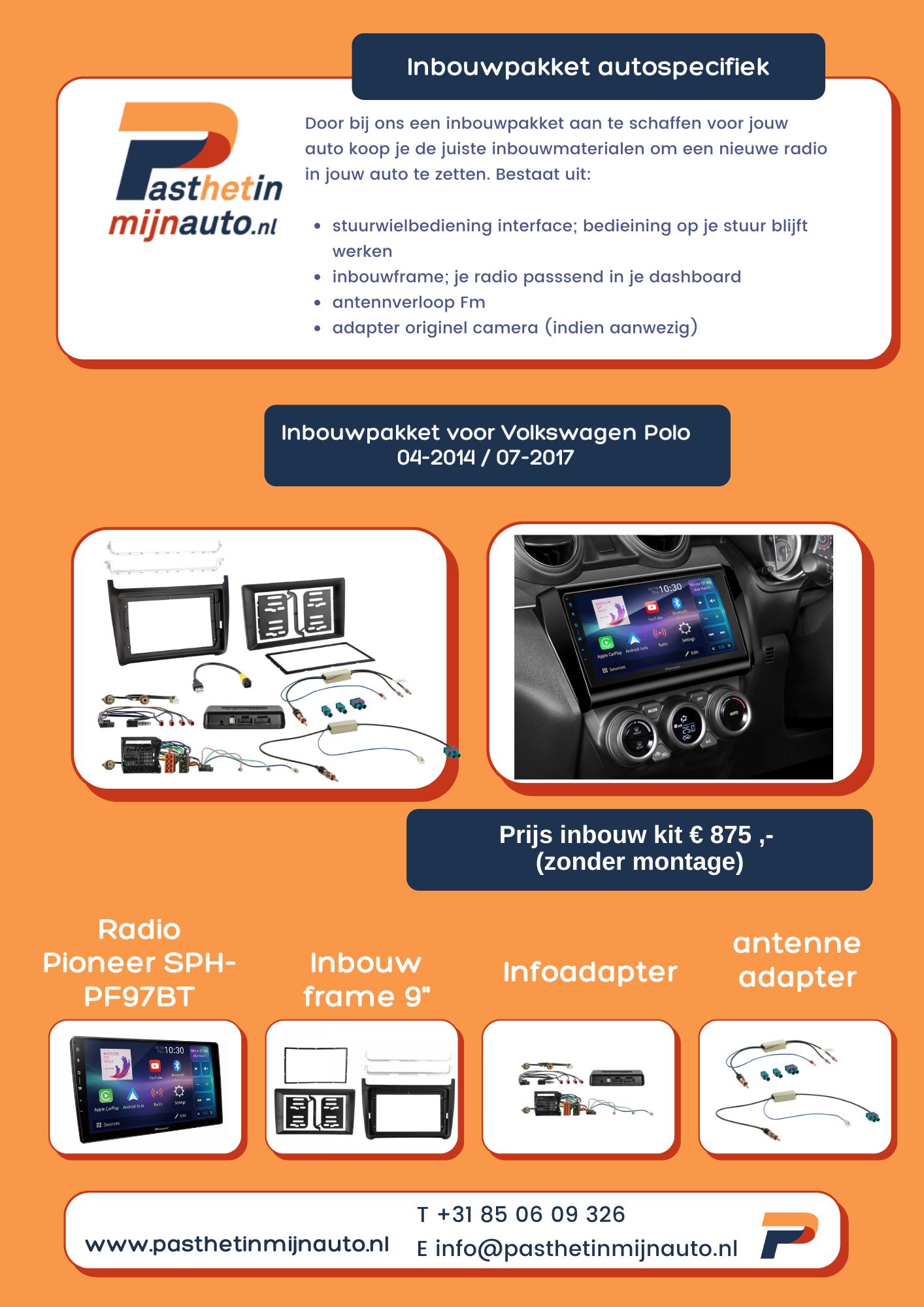 Inbouwpakket Vw Polo 04-2014 07-2017