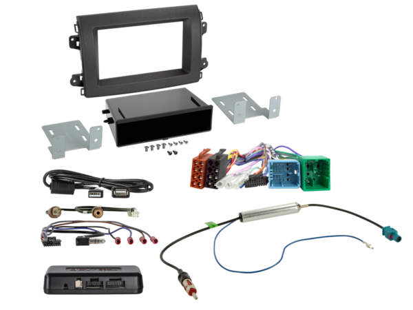 2-DIN-kit met opbergvak voor Citroën/Fiat/Opel 12-pins/32-pins i-adapter