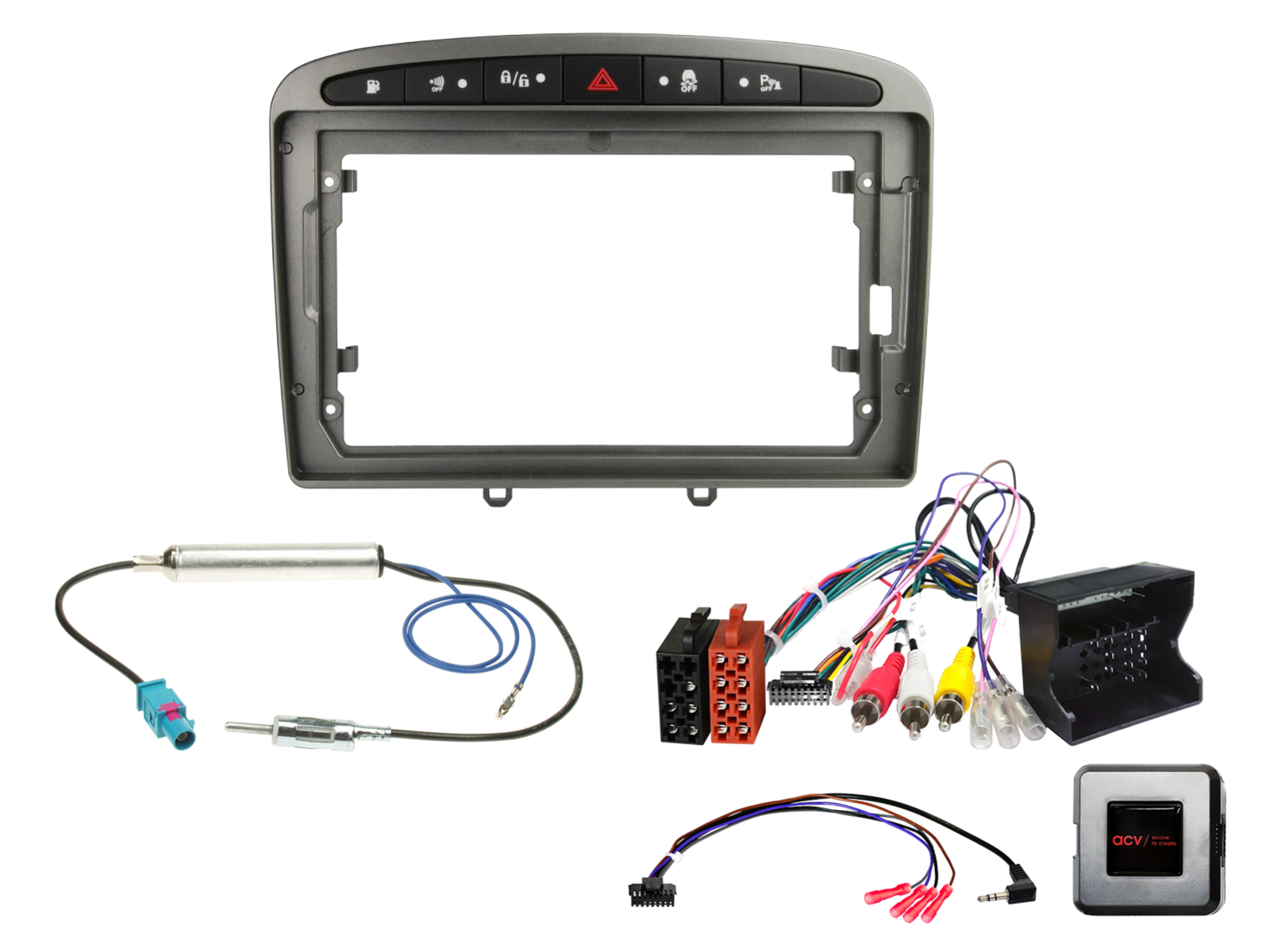 9" Kit Peugeot 308 2007-2015 grijs RD4 SWI