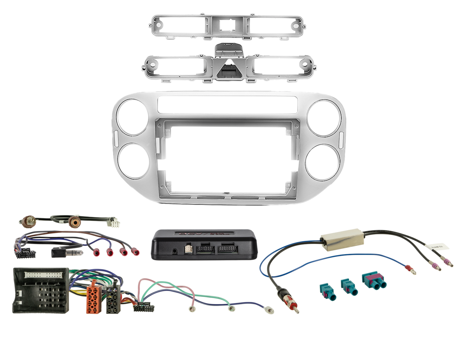 9" Kit VW Tiguan 06/2011-04/2016 zilver i-dapter/Antenne