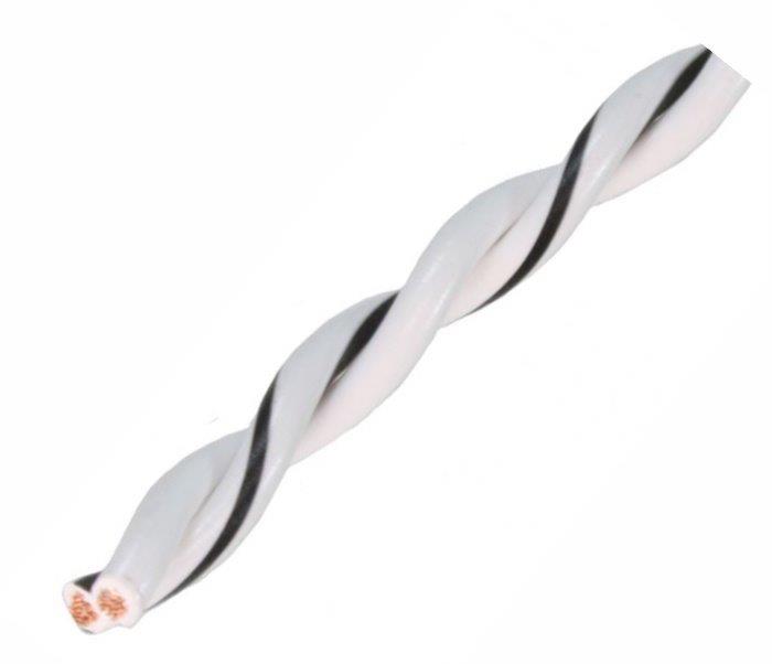 AUDIO SYSTEM Gedraaide luidsprekerkabel. Wit. 2x 0,5mm² . 200 mtr per rol