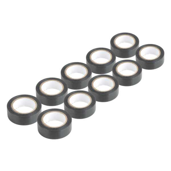 Set van 10 zwarte PVC-isolatietapes, 19 mm x 10 m x 0,13 mm